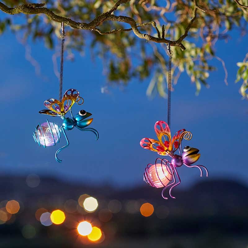 2Pk Bouncing Solar Bug Light Great Hanging Solar Powered Bright Fun Garden Decor