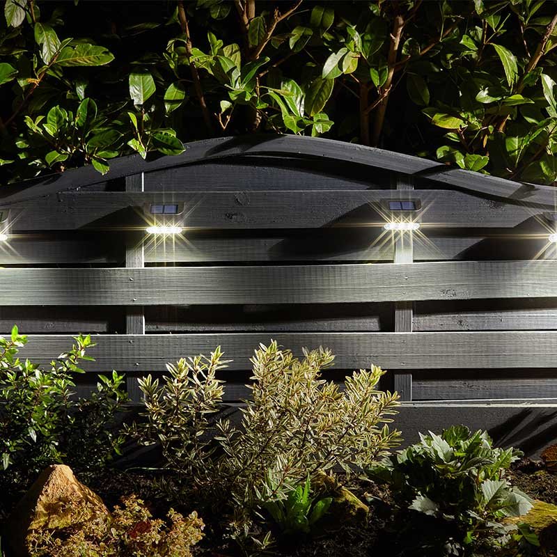 4 Pack Premier Wall Fence & Post Light 10 Lumen LED Solar Powered Garden Lights