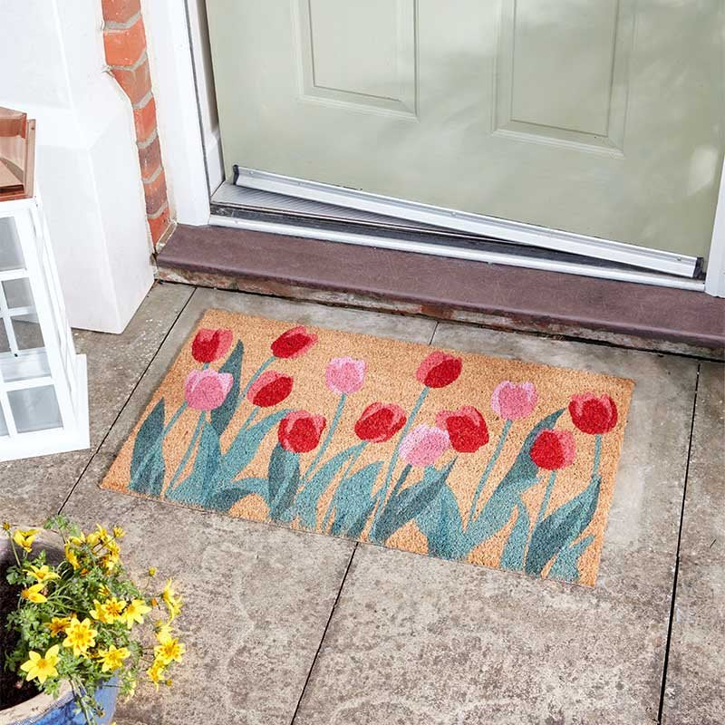 Tulips Doormat Indoor Or Outdoor Mat 75 x 45cm Pretty Spring Front Or Back Door Mat