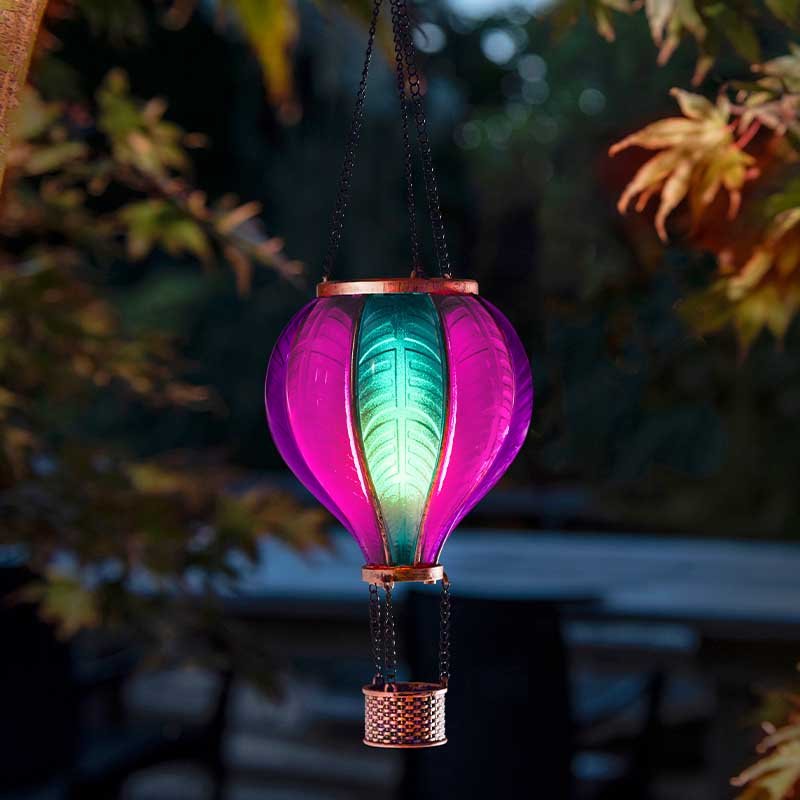 Hanging Purple & Blue Flaming Effect Aurora Balloon Solar Powered Garden Light