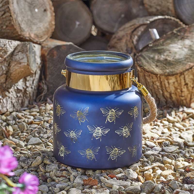 Bee Sapphire Wonderland Rope Handle Glass Jar Home Table Lantern