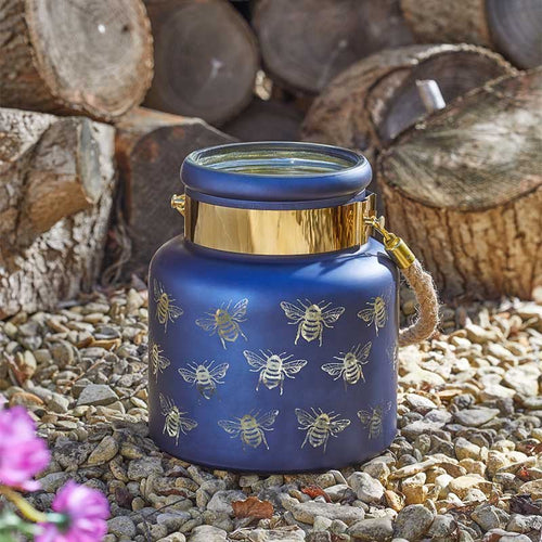 Bee Sapphire Wonderland Rope Handle Glass Jar Home Table Lantern
