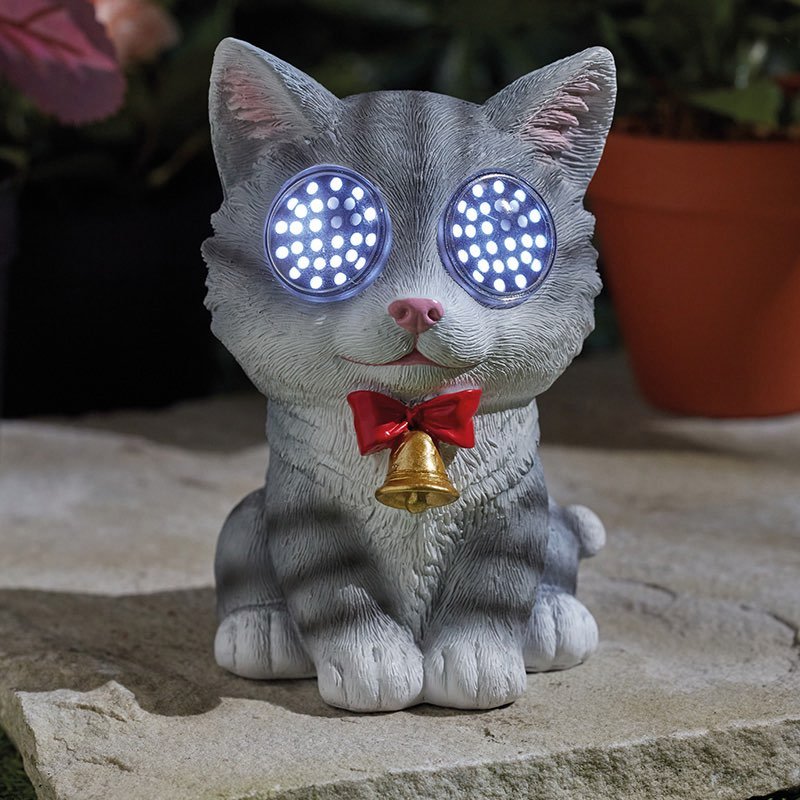 Blinkin' Cat Light Solar Powered Fun Winking Garden Decorative Lighting 14 x 9cm