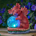 Dragon Glow Light Up Garden Ornament Solar Powered Gazing Ball Multicoloured LED
