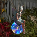 Fairy Fantasy On A Rope Light Up Hanging Garden Ornament Solar Gazing Ball LED