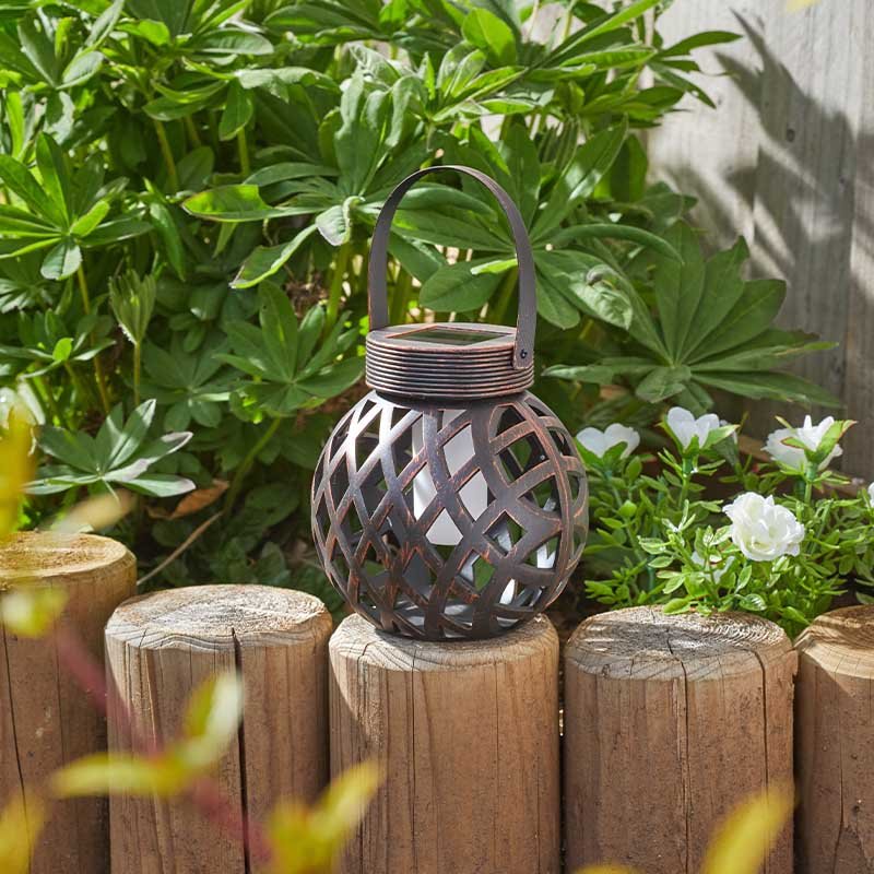 Festival Lantern Cool Flame Effect Bronze Colour Solar Decorative Garden Light