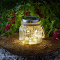 Firefly Solar Powered Vintage Rope Handle Glass Jar Garden Light Table