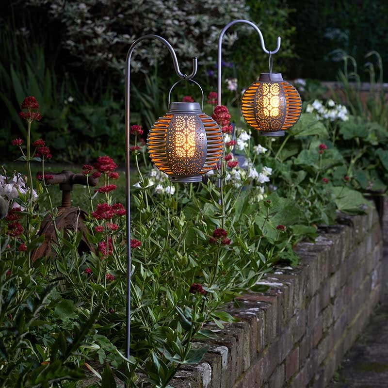 2 Pack Forli Hanging Lanterns With Hooks Solar Powered Decorative Garden Lights