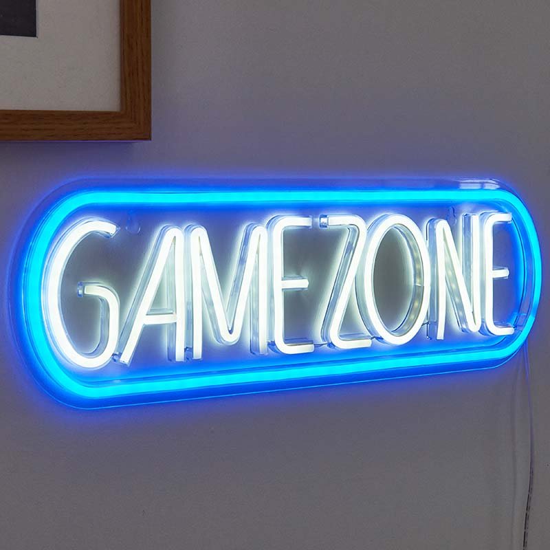 Game Zone Cool Neon Bright Sign Fun Home Indoor Decor USB Powered Gaming Sign