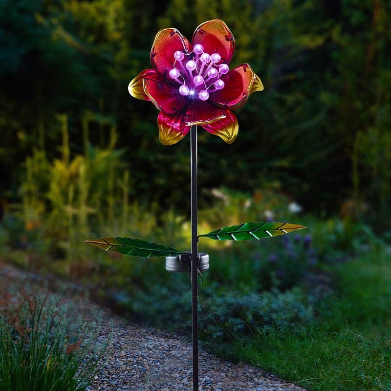 GloBloom Vibrant Pink Stake Light Garden Stunning Flower Light Solar Powered