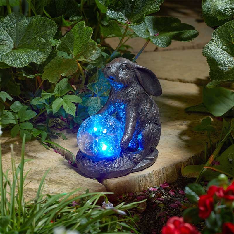 Hare Muse Light Up Garden Ornament Solar Powered Gazing Ball Multicoloured LED