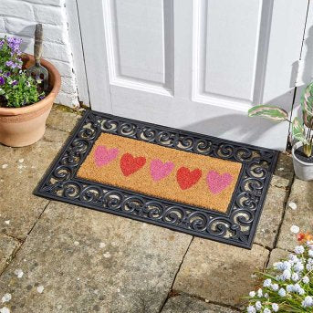 Hearts Insert Doormat 53 x 23cm Decoir Indoor Or Outdoor Mat