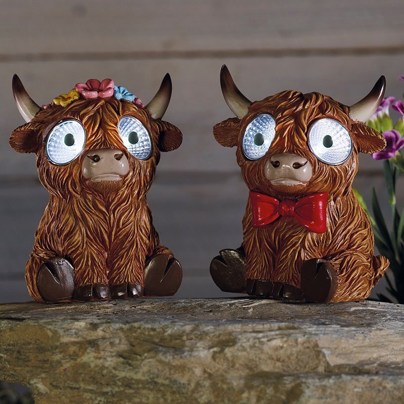 2Pk Highlanders Bright Eyes Light Solar Powered Garden Decorative Outdoor Lights