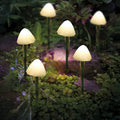Set Of 6 XL Lumishrooms Solar Powered Fun Garden Mushroom Stake Outdoor Lighting