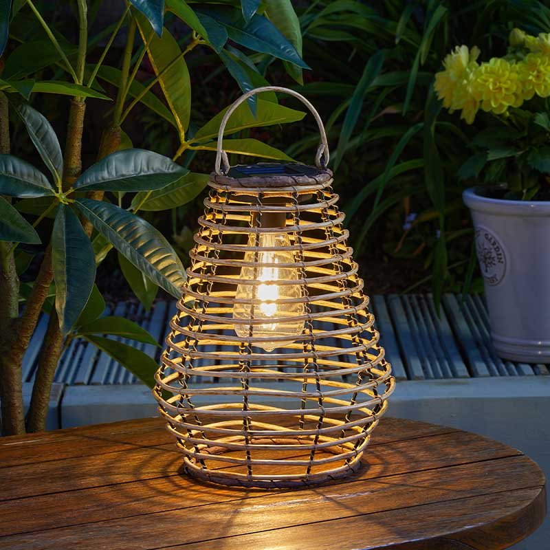 Maris Garden Light Up Solar Powered Stunning Rattan Table Top Lantern