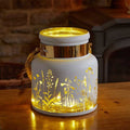 Meadow Wonderland Rope Handle Flower Glass Jar Home Table Lantern