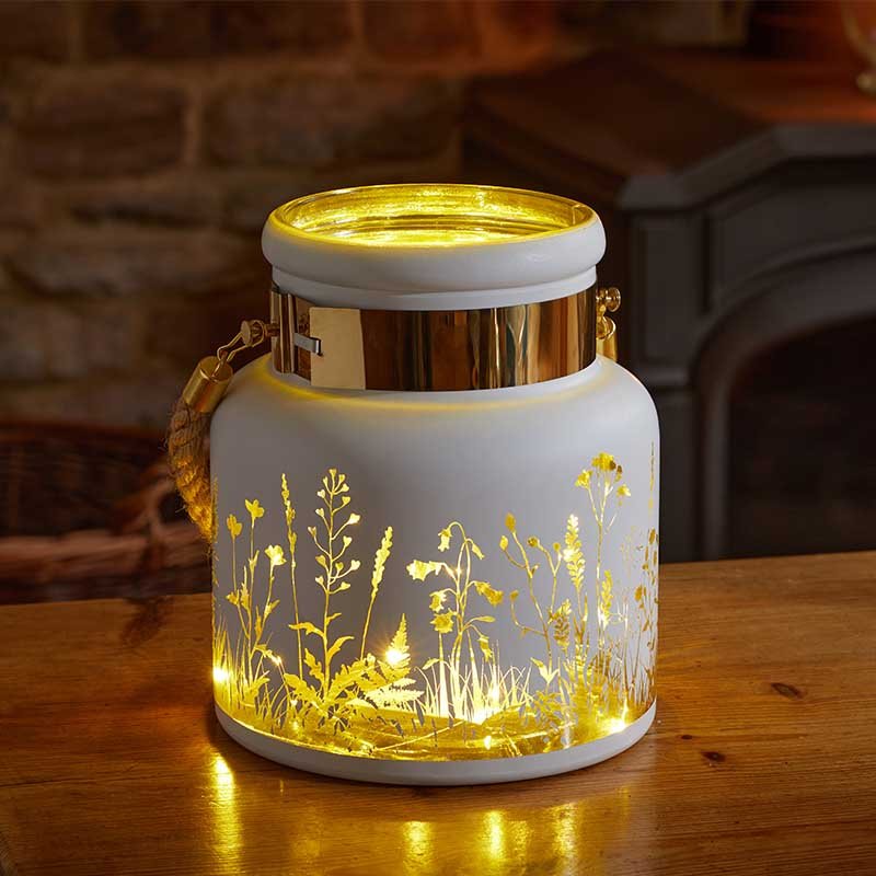 Meadow Wonderland Rope Handle Flower Glass Jar Home Table Lantern