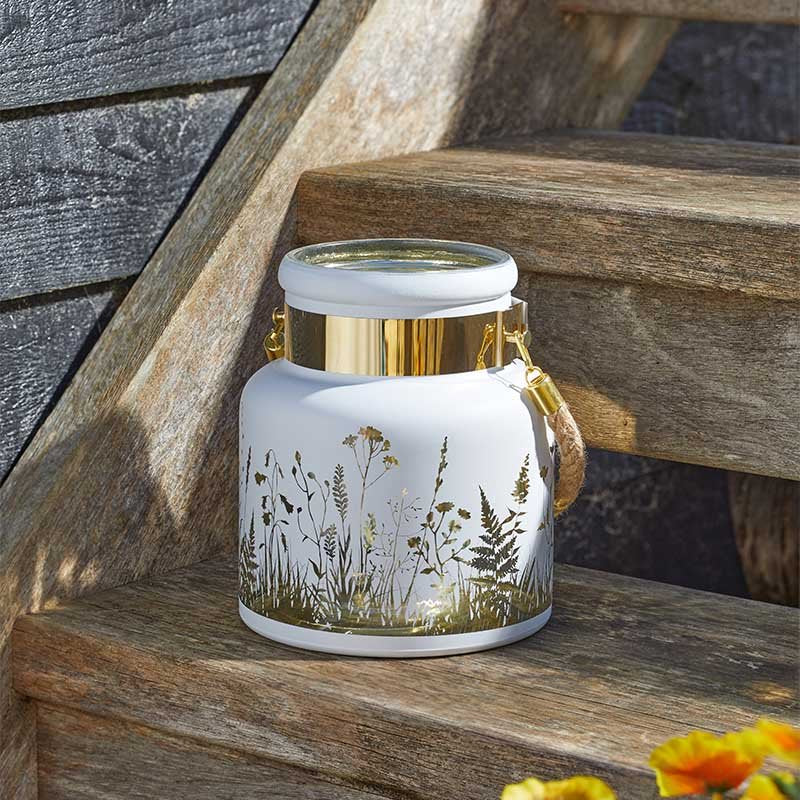 Meadow Wonderland Rope Handle Flower Glass Jar Home Table Lantern