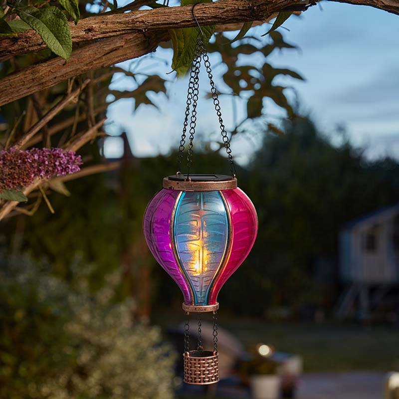 Mini Aurora Flaming Hanging Balloon Purple & Blue Cute Garden Solar Light