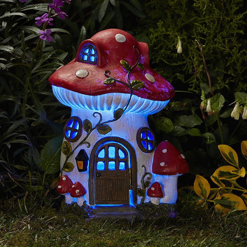 Mush-Room Magical Fairy Mushroom Garden House Solar Powered Light Up Decor