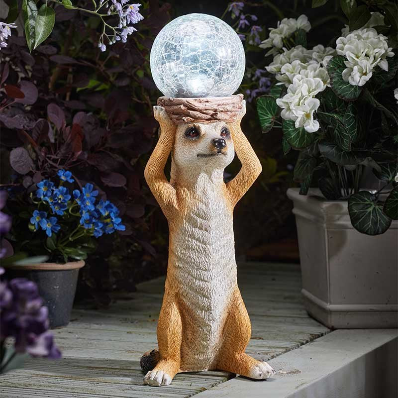 Mystik Meerkat Light Up Garden Ornament Solar Powered Gazing Ball Multicoloured
