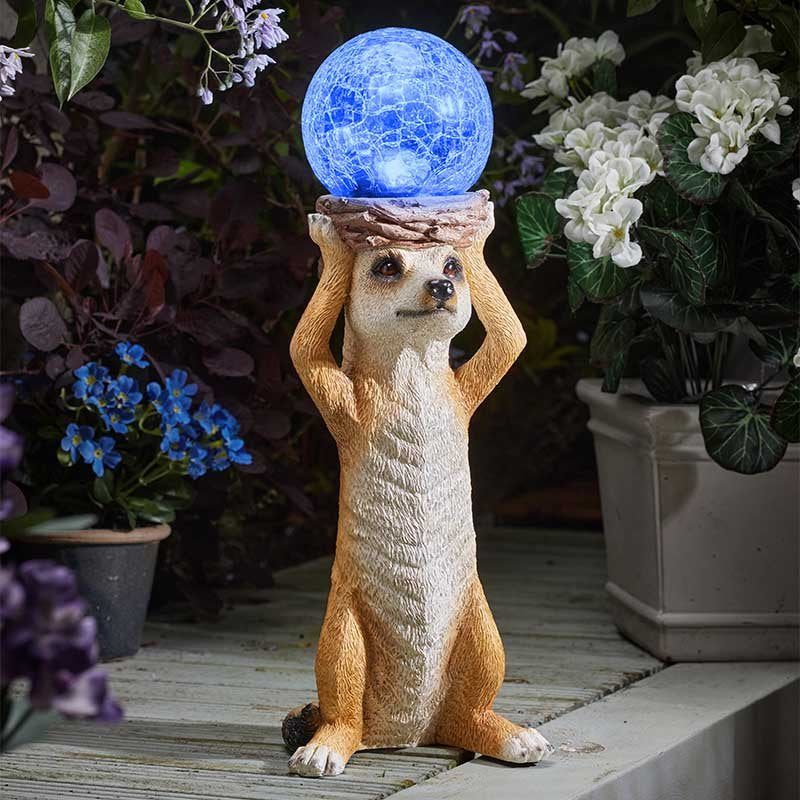 Mystik Meerkat Light Up Garden Ornament Solar Powered Gazing Ball Multicoloured