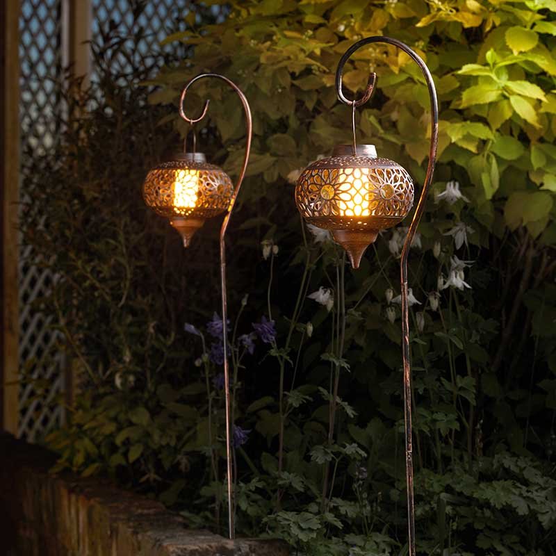 2 Pack Osman Decorative Hanging Lanterns With Hooks Solar Powered Garden Lights