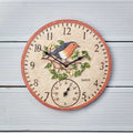 Robin Clock 12in Detailed Garden Wall Clock And Thermometer Outdoor Smart Garden
