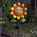 Smilin' Sunflower Stake Light Solar Powered Fun Winking Garden Decorative Stake