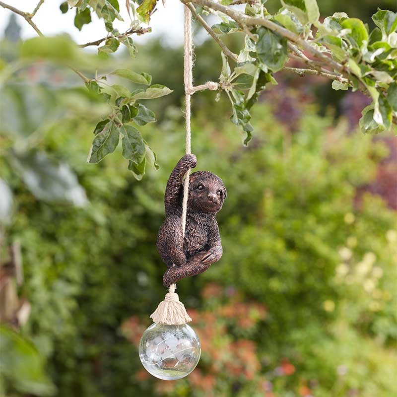 Adorable Swinging Sloth Light Up Hanging Garden Ornament Solar Gazing Ball LED