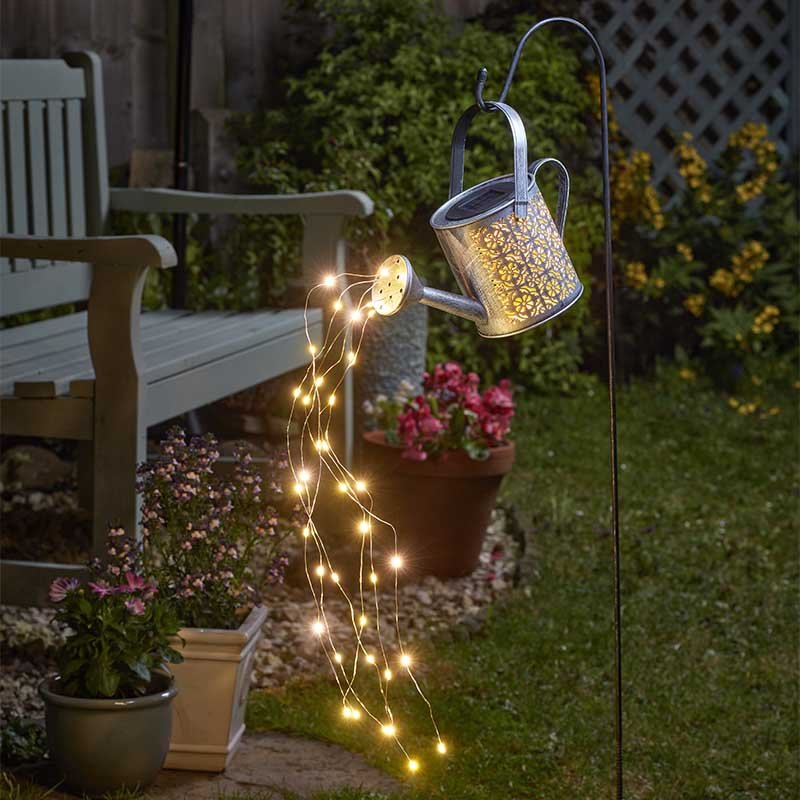 Firefly Watering Can Stake Light Garden Stunning Silhouette Light Solar Powered