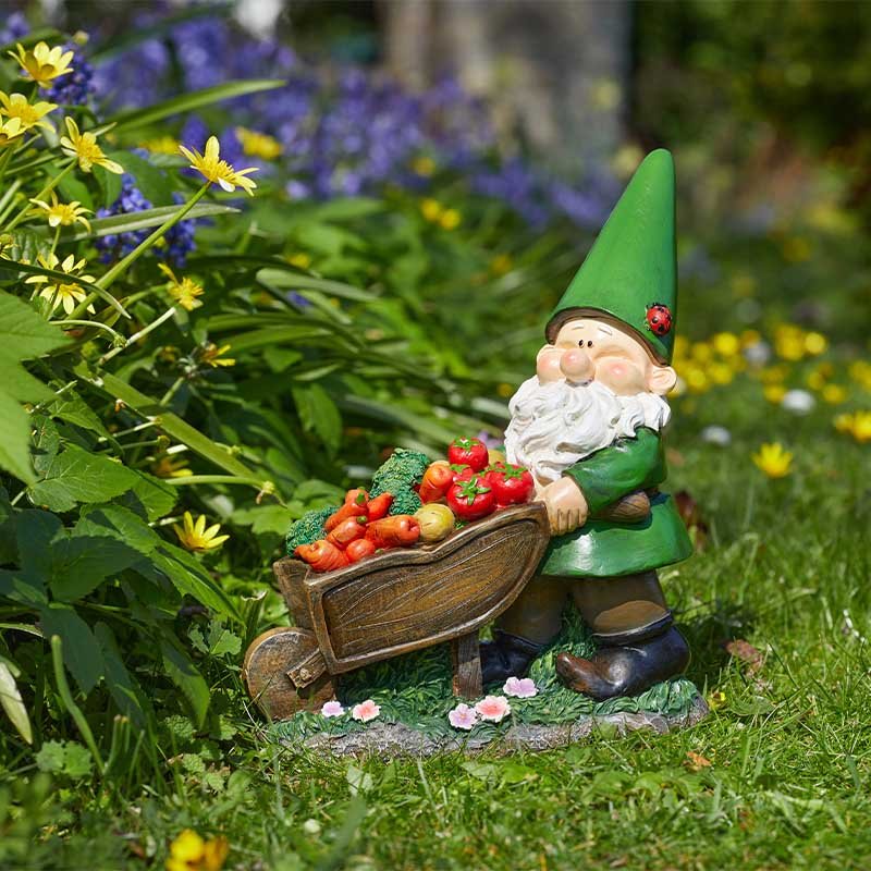 Woodland Wilf Wheelbarrow Cute Decorative Garden Gnome Resin Ornament Gift