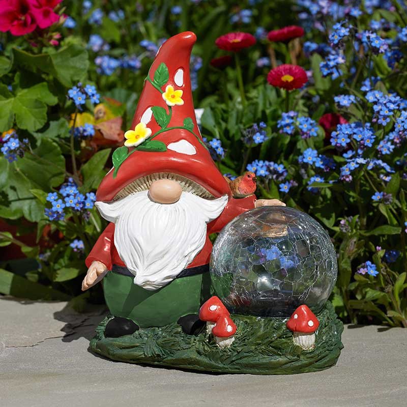 Magical Wizard Solar Powered Light Up Garden Gonk LED Coloured Gazing Ball