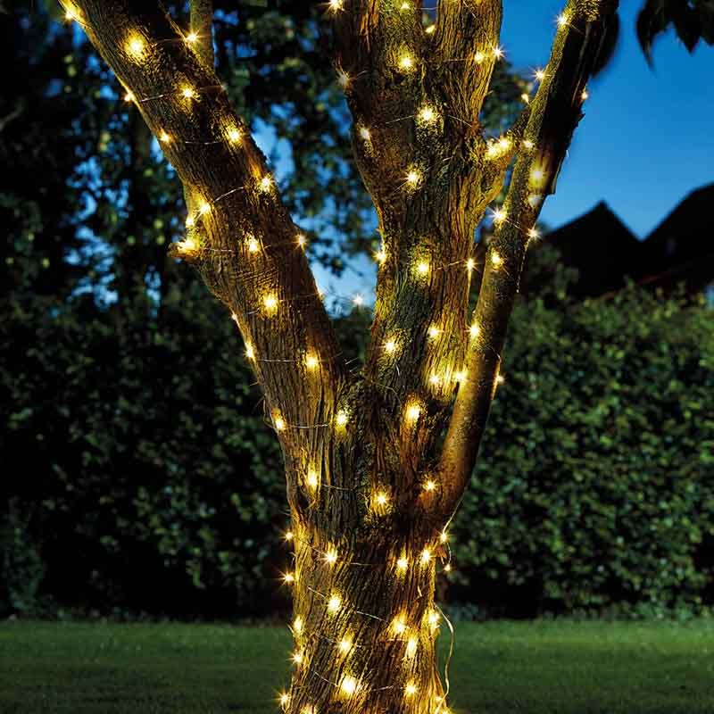 100 LED Warm White Solar Powered Firefly String Garden Lights Fairy Lights
